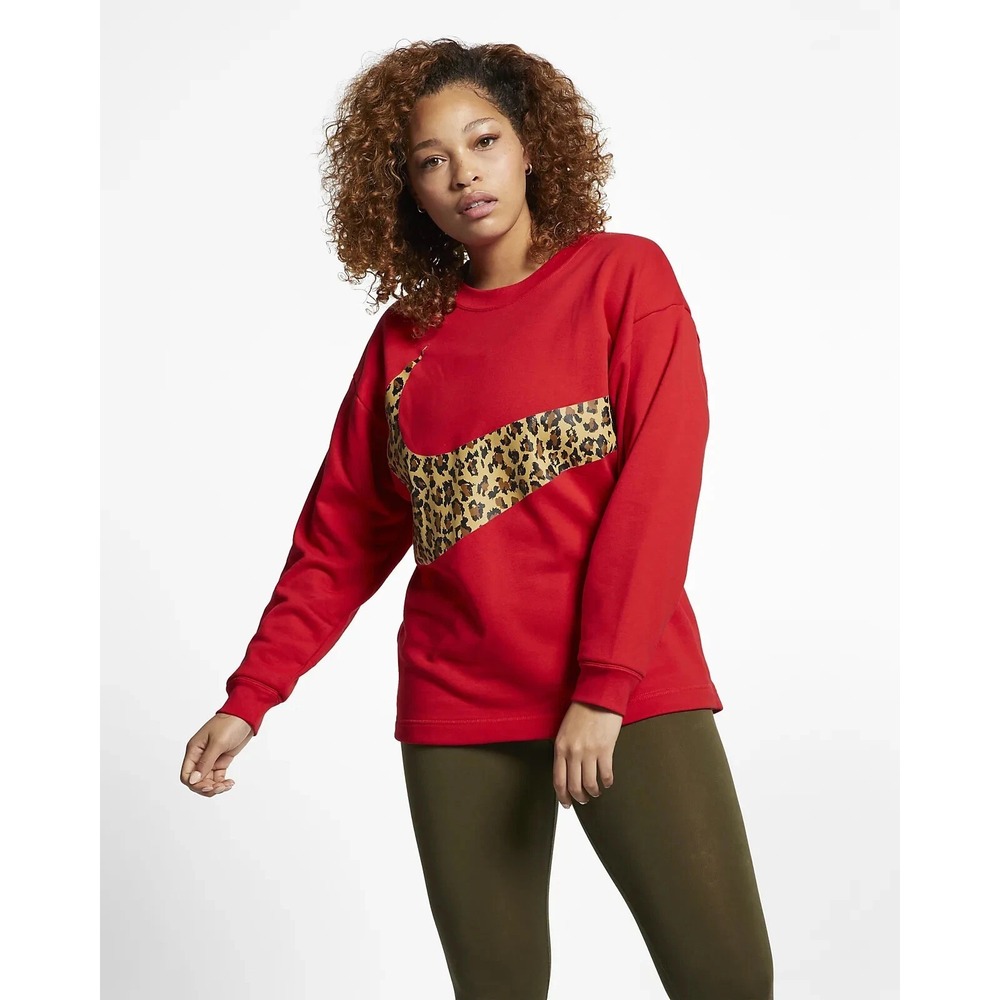 Nike Red Sweatshirt with Leopard Swoosh
